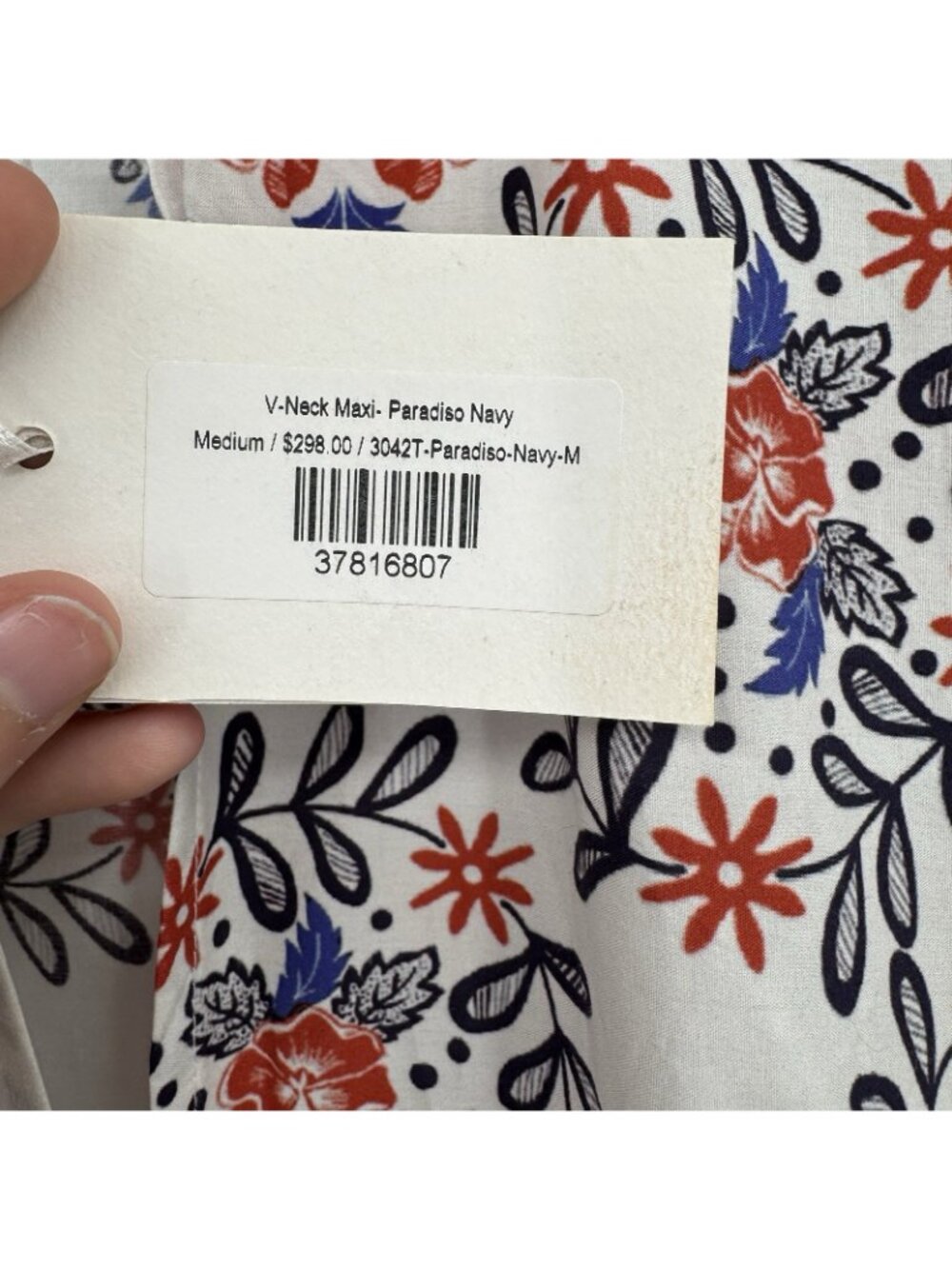 Oliphant Cotton Floral Paridiso Navy V-Neck Maxi Dress size M Medium NWT $298 - Picture 2 of 6